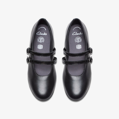 Finja Bar Youth Black Leather - Clarks Best Price