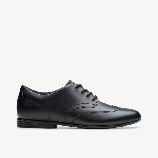 Finja Wing Youth Black Leather - Clarks Sale