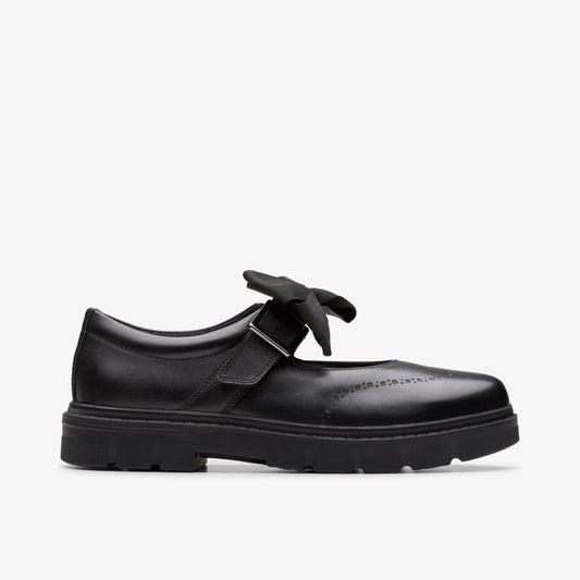 Lorcam Jane Youth Black Leather - Clarks Classic
