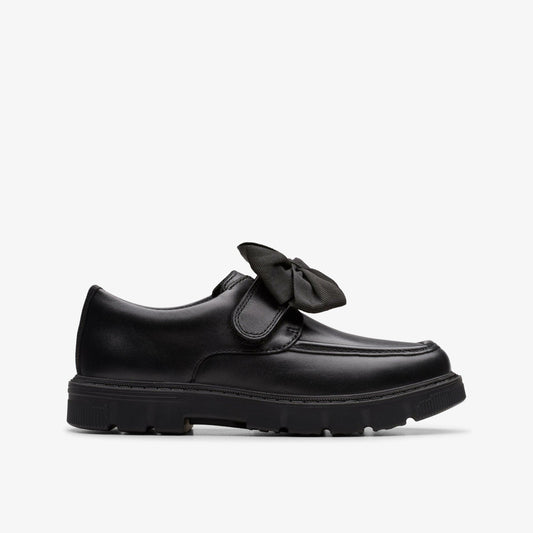 Lorcam Bow Kid Black Leather - Clarks Trusted