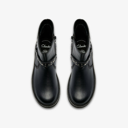 Prague Shine Kid Black Leather - Clarks Trending