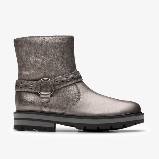 Prague Shine Kid Pewter Metallic - Clarks Essential