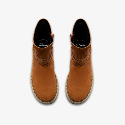 Prague Shine Kid Tan Suede - Clarks Discount