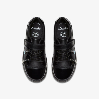 Disco Charm Kid Black Leather - Clarks Special Offer