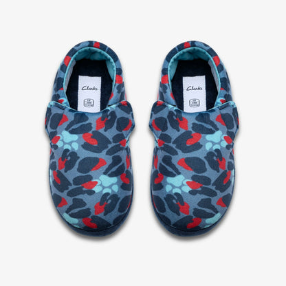 Fluffy Snug Kid Blue Camo Combination - Clarks Exclusive