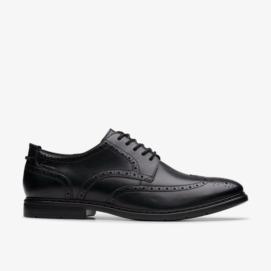 Banbury Tip Black Leather - Clarks Popular