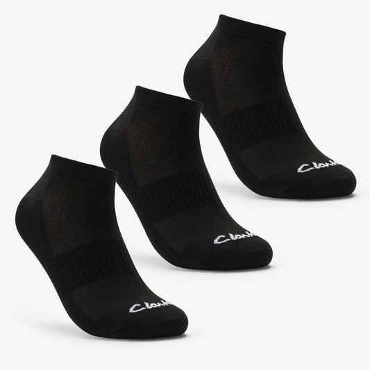 Ankle Socks 3 Pack Size 6-11 Black Black - Clarks Deals