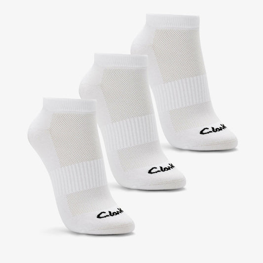 Sports Ankle Socks 3 Pack Size 2-8 White - Clarks Discount